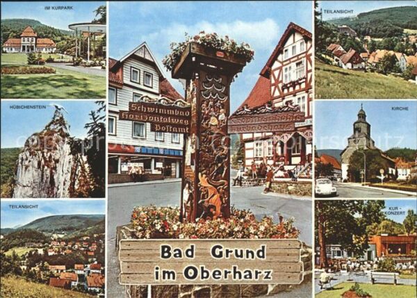 Bad Grund Kirche Kurpark Wegweiser Hübichensten Z