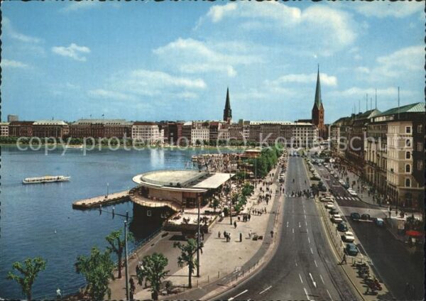 Hamburg Jungfernstieg mit Alsterpavillon und Bi