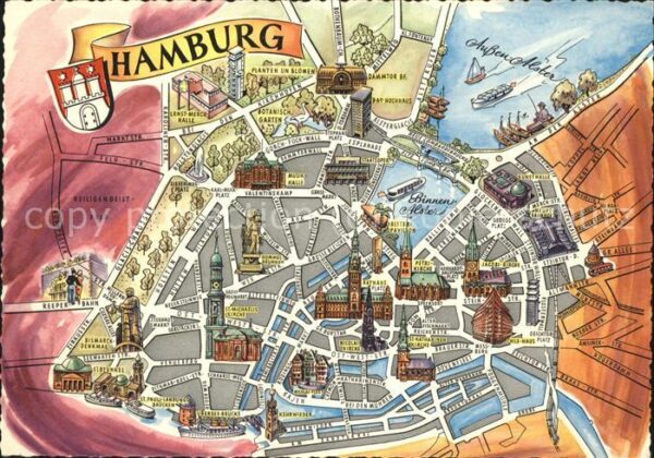 Hamburg Übersichtskarte der Sehenswürdigkeiten