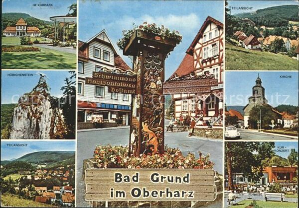 Bad Grund Kirche Kurpark Wegweiser Hübichensten Z