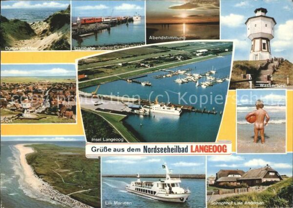 Langeoog Nordseebad Dünen Meer Inselbahn Wasserturm Ortsbli