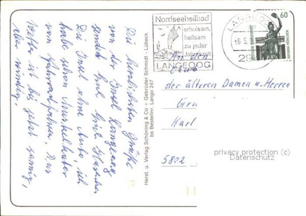 Langeoog Nordseebad Dünen Meer Inselbahn Wasserturm Ortsbli – Bild 2