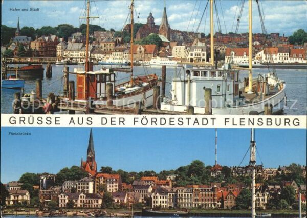 Flensburg Hafen und Stadt Fischkutter Förderbrück