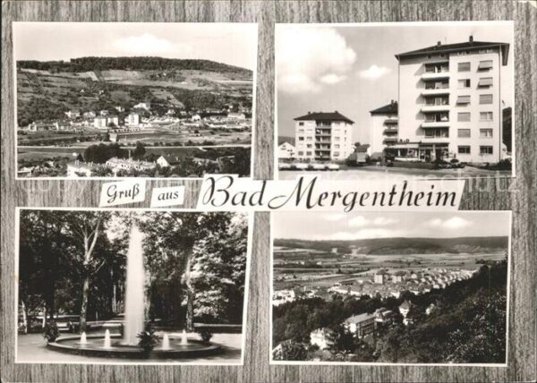 Bad Mergentheim Panorama Geschäftshäuser Fontäne