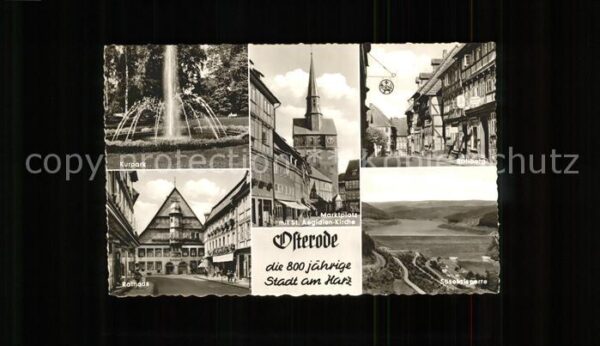 Osterode Harz Kurpark Fontäne Rathaus Marktplatz St.