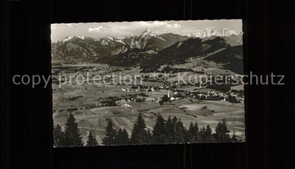 Pfronten Gesamtansicht Höhenluftkurort mit Alpen