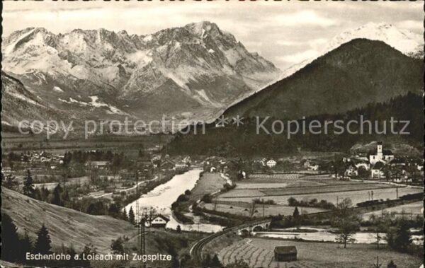 Eschenlohe Panorama Loisach Brücke Zugspitze