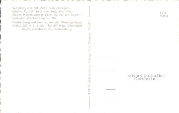 Hessisch Oldendorf Paschenburg Wesergebirge Schaumburg Ged – Bild 2