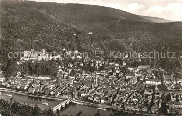 Heidelberg Neckar Blick vom Heiligenbergturm Schloss Brüc