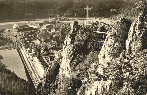 Beuron Donautal mit Petersfelsen Kreuz