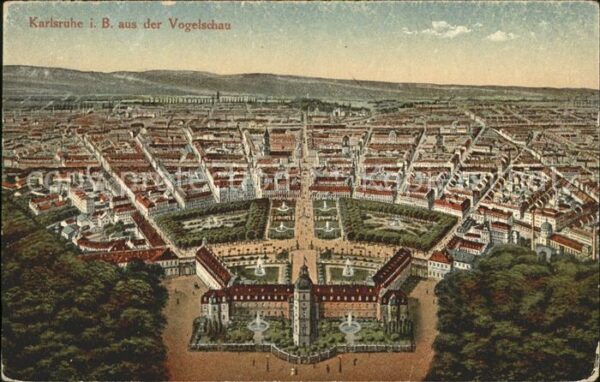 Karlsruhe aus der Vogelschau Schloss