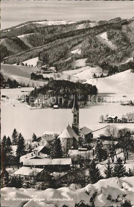 Schliersee Ortsansicht mit Kirche gegen Gindelschn