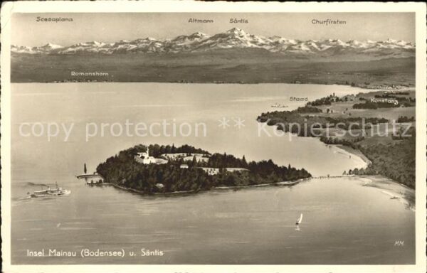 Insel Mainau Bodensee und Säntis Fliegeraufnahme