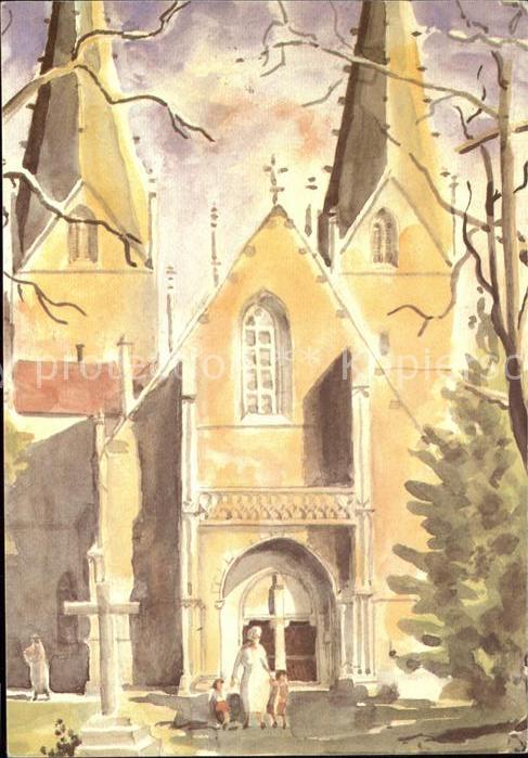 Goeppingen Oberhofenkirche Künstlerkarte Aquarell