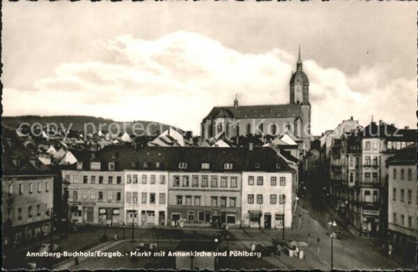 Annaberg-Buchholz Erzgebirge Markt mit Annenkirche und Pöhlberg