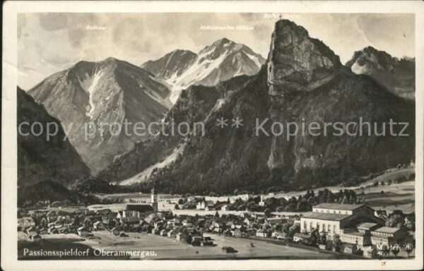 Oberammergau Totalansicht mit Alpenpanorama