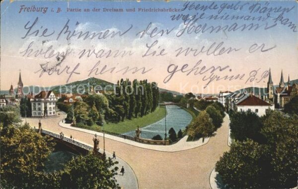 Freiburg Breisgau Dreisam mit Friedrichsbrücke