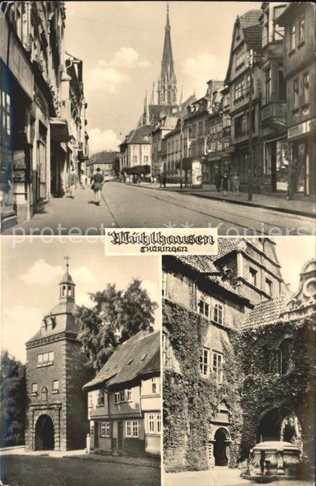 Muehlhausen Thueringen Strassenpartie Kirche Burghof