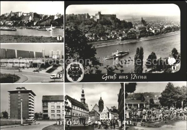 Pirna Ortsblick Elbe Sonnenstein Obermarkt Ge