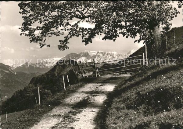 Brannenburg Bergweg mit Kaisergebirge bei Schweinst