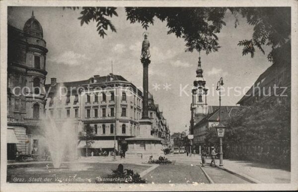 Graz Steiermark Bismarckplatz Fontäne Denkmal Säule Sta