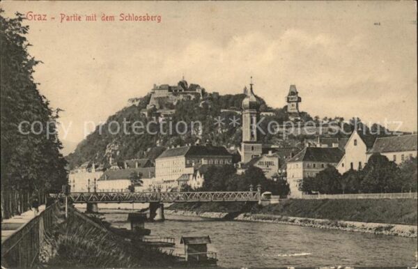 Graz Steiermark Uferweg an der Mur Brücke Schlossberg U