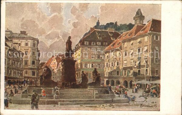 Graz Steiermark Hauptplatz Denkmal Schlossberg Uhrturm