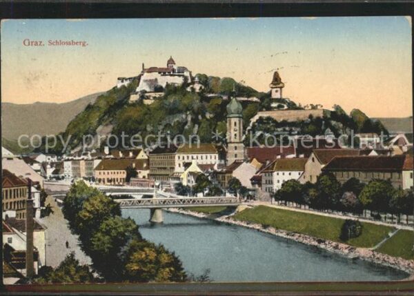 Graz Steiermark Uferweg an der Mur Brücke Schlossberg U