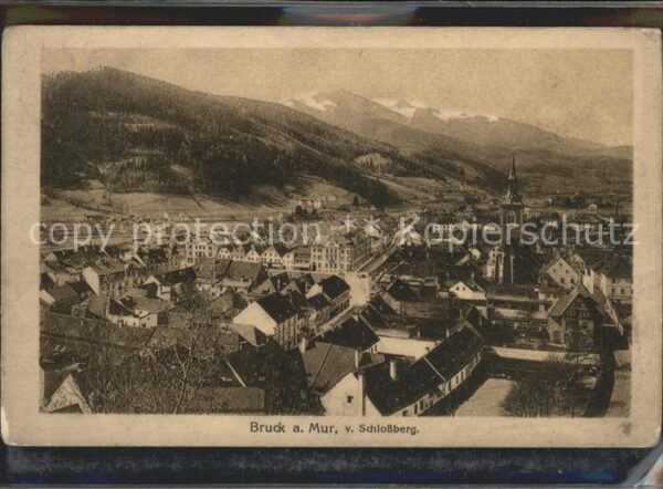 Bruck Mur Blick vom Schlossberg Zensur Stempel