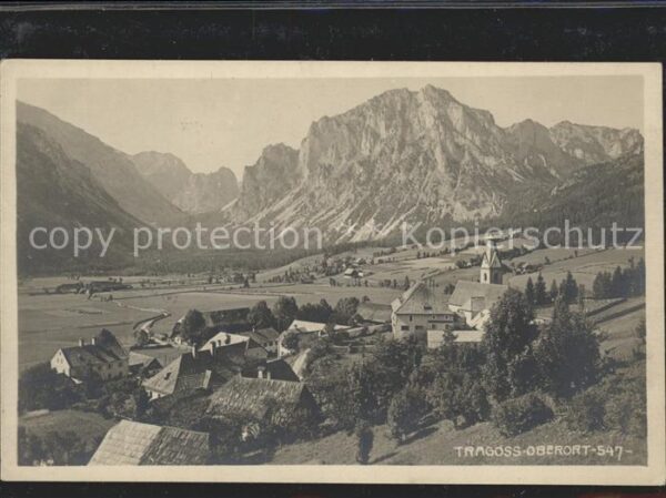 Tragoess Ortsansicht mit Kirche Alpenpanorama