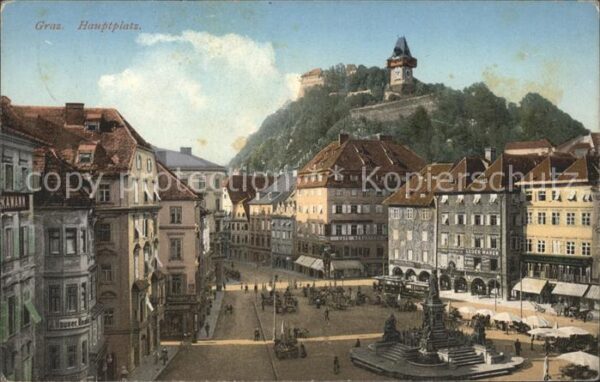 Graz Steiermark Hauptplatz Denkmal Schlossberg Uhrturm