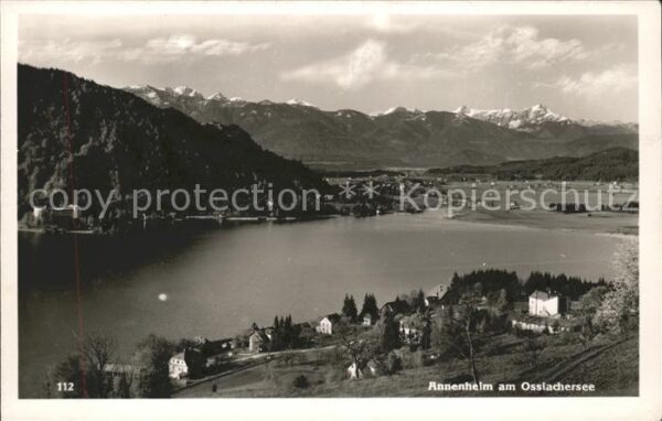 Annenheim Ossiacher See Gesamtansicht mit Alpenpanorama