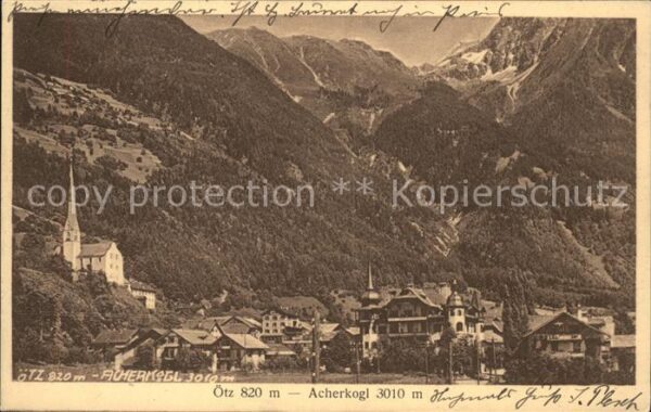 Oetz Tirol Ortsansicht mit Kirche Acherkogel Stuba