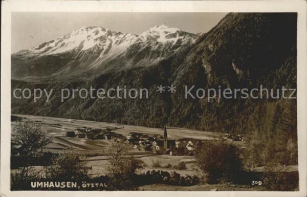 Umhausen Tirol Gesamtansicht mit Alpen