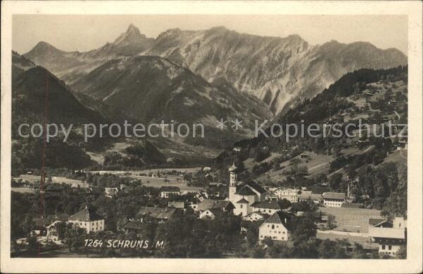 Schruns Vorarlberg Gesamtansicht mit Alpenpanorama Montafo
