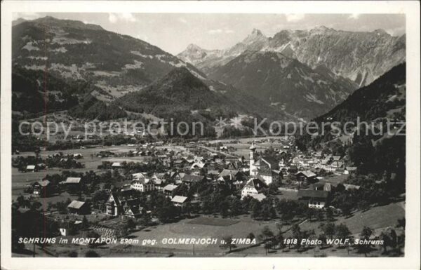 Schruns Vorarlberg Gesamtansicht mit Golmerjoch und Zimba