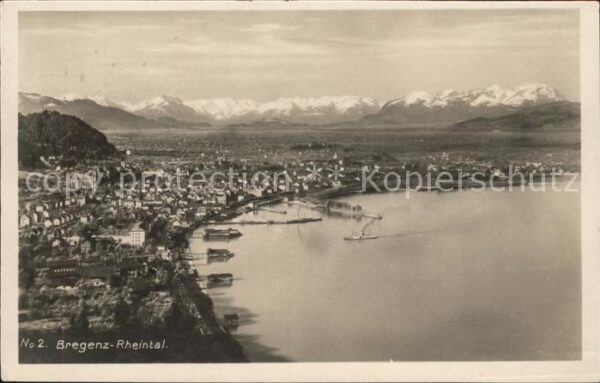 Bregenz Vorarlberg Panorama Rheintal mit Schweizer Bergen
