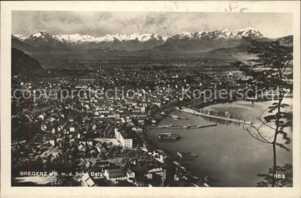 Bregenz Vorarlberg Panorama Rheintal mit Schweizer Bergen