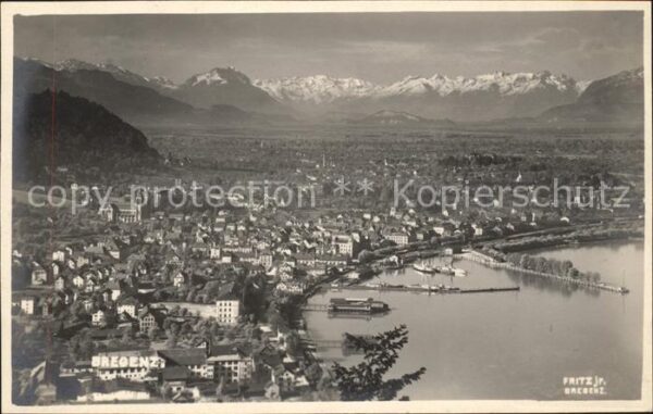 Bregenz Vorarlberg Panorama Rheintal mit Schweizer Bergen