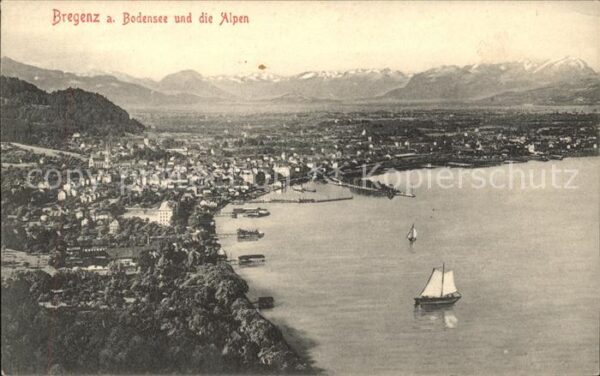Bregenz Vorarlberg Panorama Rheintal mit Schweizer Bergen