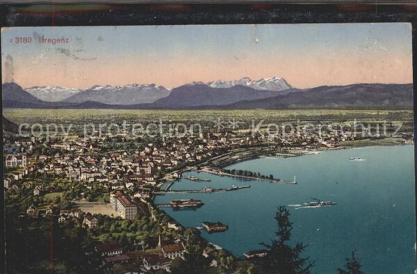 Bregenz Vorarlberg Panorama Rheintal mit Schweizer Bergen