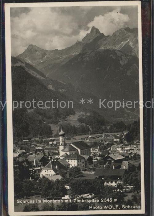 Schruns Vorarlberg Ortsansicht mit Kirche Zimbaspitze Mont