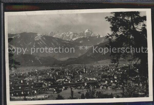 Villach Kaernten Panorama mit Mangart Julische Alpen