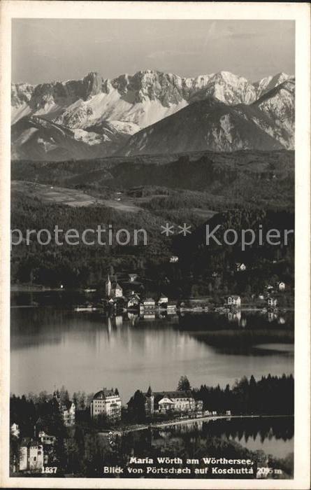 Maria Woerth Woerthersee Blick von Pörtschach auf Koschutta