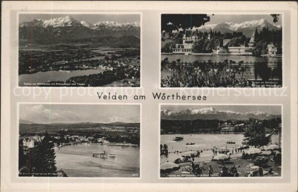Velden Woerthersee Totalansicht mit Mittagskogel Schlossho