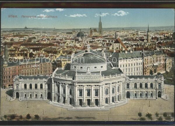 Wien Panorama vom Rathaus mit Hofburgtheater