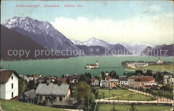 Gmunden Salzkammergut Ortsansicht mit Schloss Ort Traunsee un