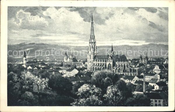 Linz Donau Stadtansicht mit Dom Künstlerkarte Nr.