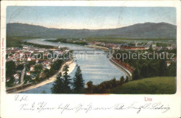 Linz Donau Panorama Donau Brücke