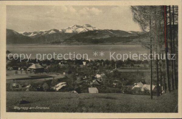 Weyregg Attersee Gesamtansicht mit Alpenpanorama